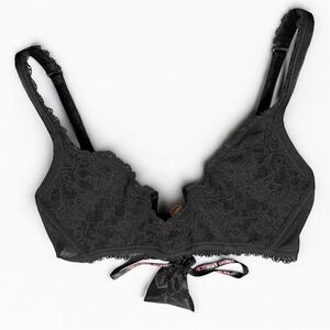 Victoria’s Secret Black Lace Bralette Medium NWT Sheer Mesh Back $42 MSRP